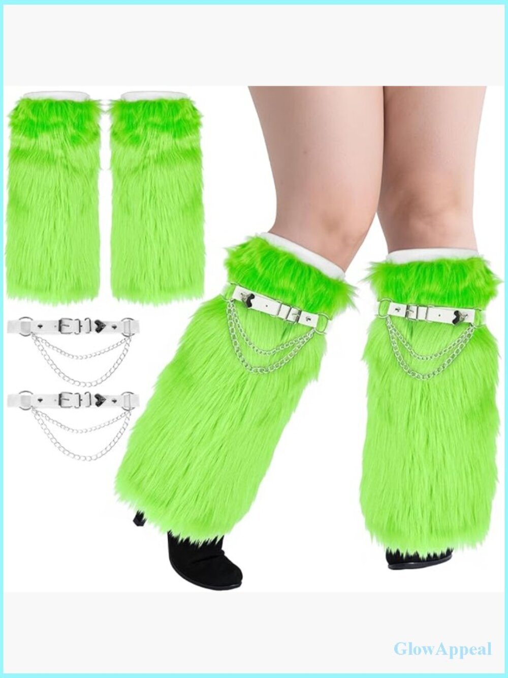 Plus Size Faux Fur Leg Warmers with Adjustable Strap, Cozy Calf Covers